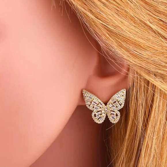 Baguette Butterfly Earring - Picture 10 of 10